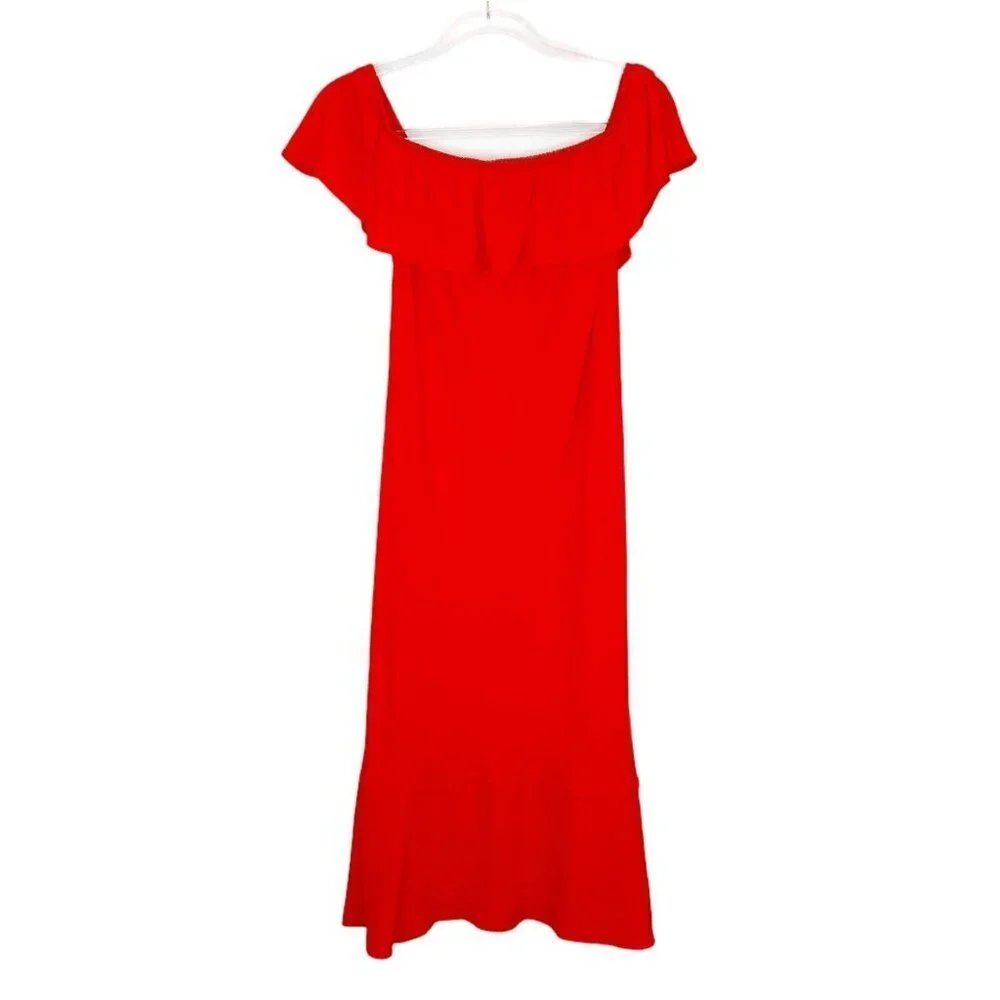 Veronica Beard Oleta Red Orange Midi Dress Womens‎ Size 4